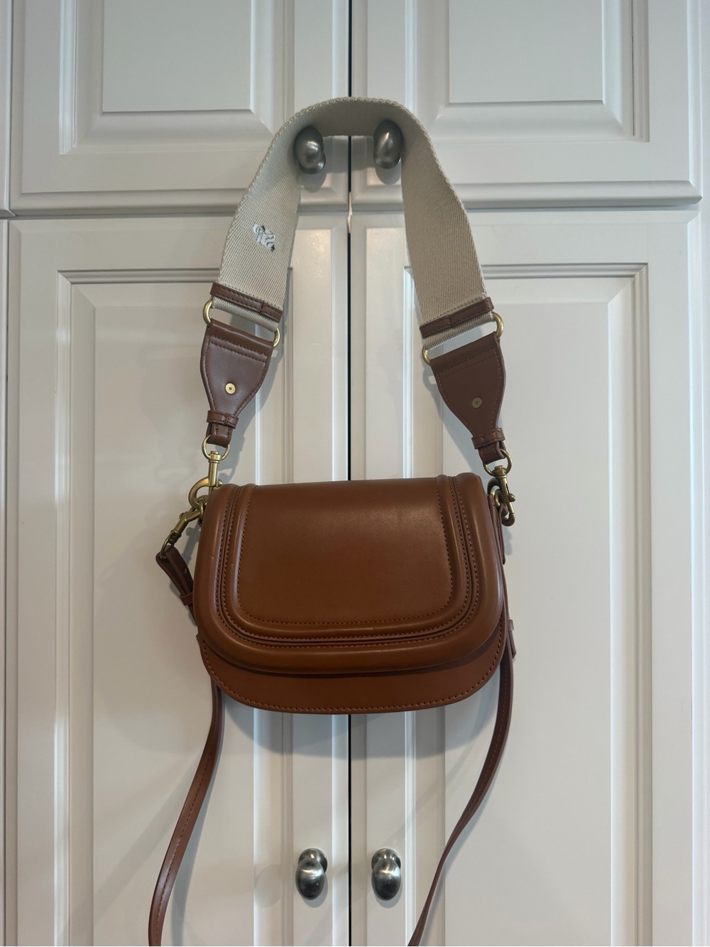 NWOT Zara Leather Saddle Crossbody Bag in Brown